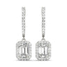 Emerald Cut Halo Drop Earrings – Emerald Cut Emerald & Lab Diamond Drop Earrings in 18K Gold | Just Brilliant
