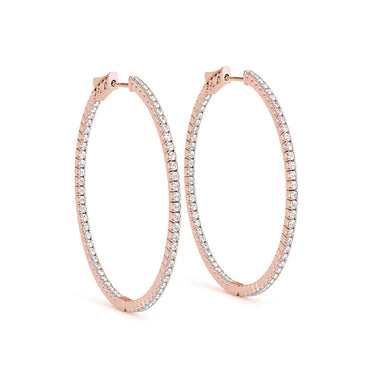 Round Shaped Inside-Out Hoop Earrings – Round Lab Diamond Hoop Earrings in 18K Gold | Just Brilliant – view 9