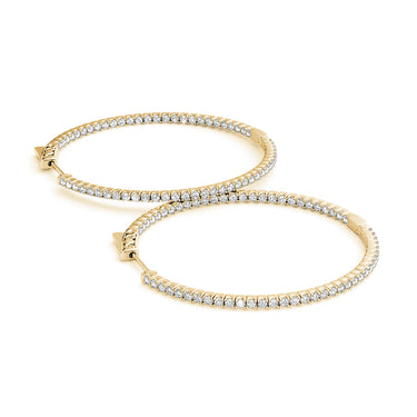 Round Shaped Inside-Out Hoop Earrings – Round Lab Diamond Hoop Earrings in 18K Gold | Just Brilliant – view 7