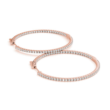 Round Shaped Inside-Out Hoop Earrings – Round Lab Diamond Hoop Earrings in 18K Gold | Just Brilliant – view 11
