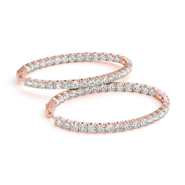 Oval Shaped Inside-Out Hoop Earrings – Oval Lab Diamond Hoop Earrings in 18K Gold | Just Brilliant – view 11