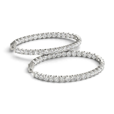 Oval Shaped Inside-Out Hoop Earrings – Oval Lab Diamond Hoop Earrings in 18K Gold | Just Brilliant – close-up view