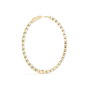 Oval Shaped Inside-Out Hoop Earrings – Oval Lab Diamond Hoop Earrings in 18K Gold | Just Brilliant – angle view