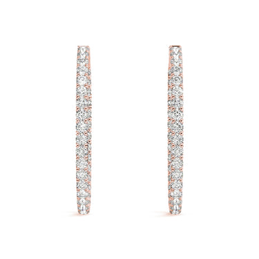 Oval Shaped Inside-Out Hoop Earrings – Oval Lab Diamond Hoop Earrings in 18K Gold | Just Brilliant – view 12