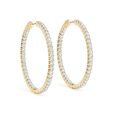 Shared Prong Inside-Out Hoop Earrings, Vault Lock – Lab Diamond Hoop Earrings in 18K Gold | Just Brilliant – side view