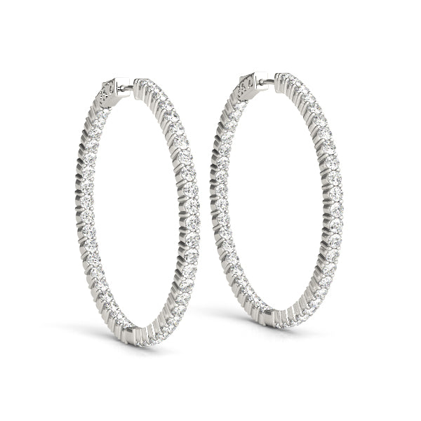 Shared Prong Inside-Out Hoop Earrings, Vault Lock – Radiant Lab Diamond Hoop Earrings in 18K Gold | Just Brilliant