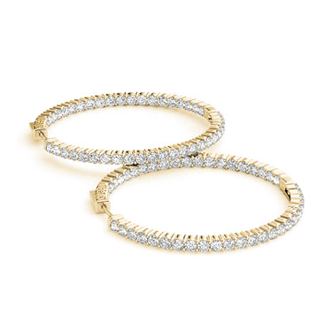 Shared Prong Inside-Out Hoop Earrings, Vault Lock – Lab Diamond Hoop Earrings in 18K Gold | Just Brilliant – view 7