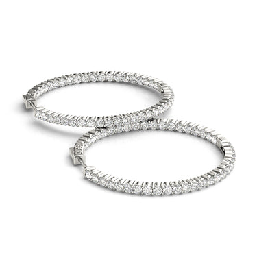 Shared Prong Inside-Out Hoop Earrings, Vault Lock – Lab Diamond Hoop Earrings in 18K Gold | Just Brilliant – close-up view