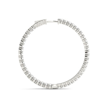 Shared Prong Inside-Out Hoop Earrings, Vault Lock – Lab Diamond Hoop Earrings in 18K Gold | Just Brilliant – detail view