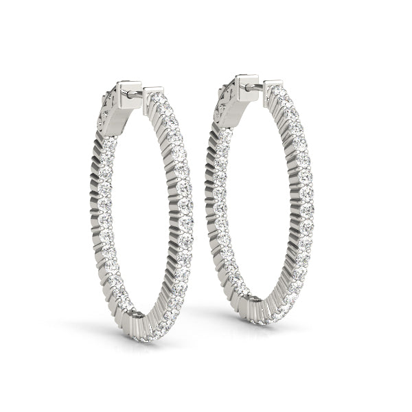 Oval Shaped Inside-Out Hoop Earrings – Oval Lab Diamond Hoop Earrings in 18K Gold | Just Brilliant