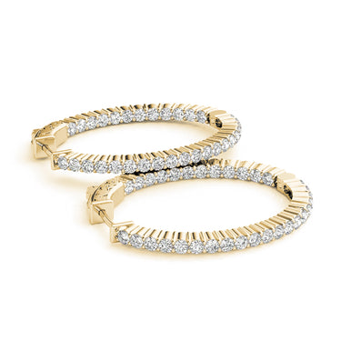 Oval Shaped Inside-Out Hoop Earrings – Oval Lab Diamond Hoop Earrings in 18K Gold | Just Brilliant – view 7