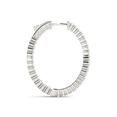 Oval Shaped Inside-Out Hoop Earrings – Oval Lab Diamond Hoop Earrings in 18K Gold | Just Brilliant – detail view