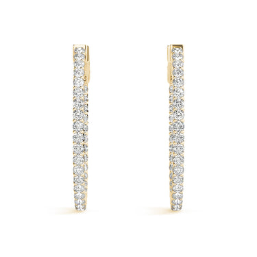 Oval Shaped Inside-Out Hoop Earrings – Oval Lab Diamond Hoop Earrings in 18K Gold | Just Brilliant – view 8