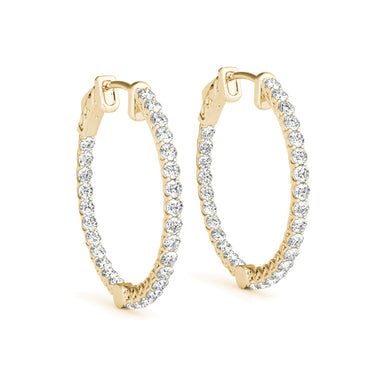 Round Shaped Inside-Out Hoop Earrings – Round Lab Diamond Hoop Earrings in 18K Gold | Just Brilliant – side view
