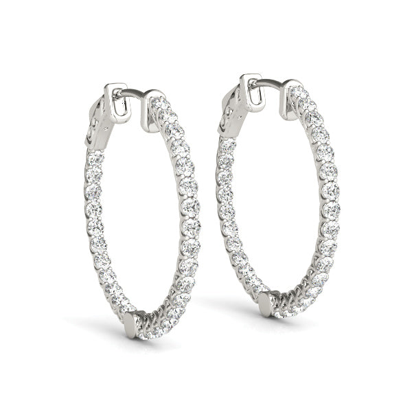 Round Shaped Inside-Out Hoop Earrings – Radiant Lab Diamond Hoop Earrings in 18K Gold | Just Brilliant