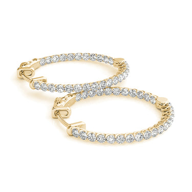 Round Shaped Inside-Out Hoop Earrings – Round Lab Diamond Hoop Earrings in 18K Gold | Just Brilliant – view 7