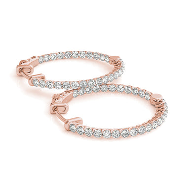 Round Shaped Inside-Out Hoop Earrings – Round Lab Diamond Hoop Earrings in 18K Gold | Just Brilliant – view 11