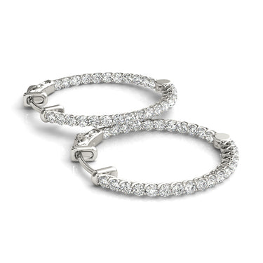 Round Shaped Inside-Out Hoop Earrings – Round Lab Diamond Hoop Earrings in 18K Gold | Just Brilliant – close-up view