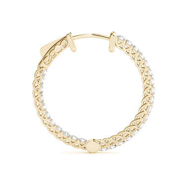 Round Shaped Inside-Out Hoop Earrings – Round Lab Diamond Hoop Earrings in 18K Gold | Just Brilliant – angle view
