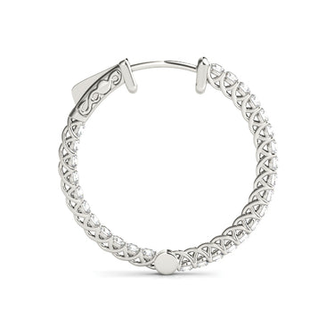 Round Shaped Inside-Out Hoop Earrings – Round Lab Diamond Hoop Earrings in 18K Gold | Just Brilliant – detail view