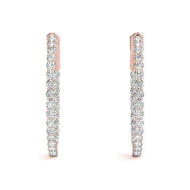 Round Shaped Inside-Out Hoop Earrings – Round Lab Diamond Hoop Earrings in 18K Gold | Just Brilliant – view 12