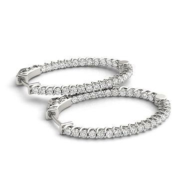 Inside-Outside Oval Trellis Vault Lock Hoop Earrings – Oval Lab Diamond Hoop Earrings in 18K Gold | Just Brilliant – close...