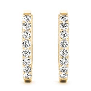 Shared-Prong Hoop Earrings – Lab Diamond Hoop Earrings in 18K Gold | Just Brilliant – angle view