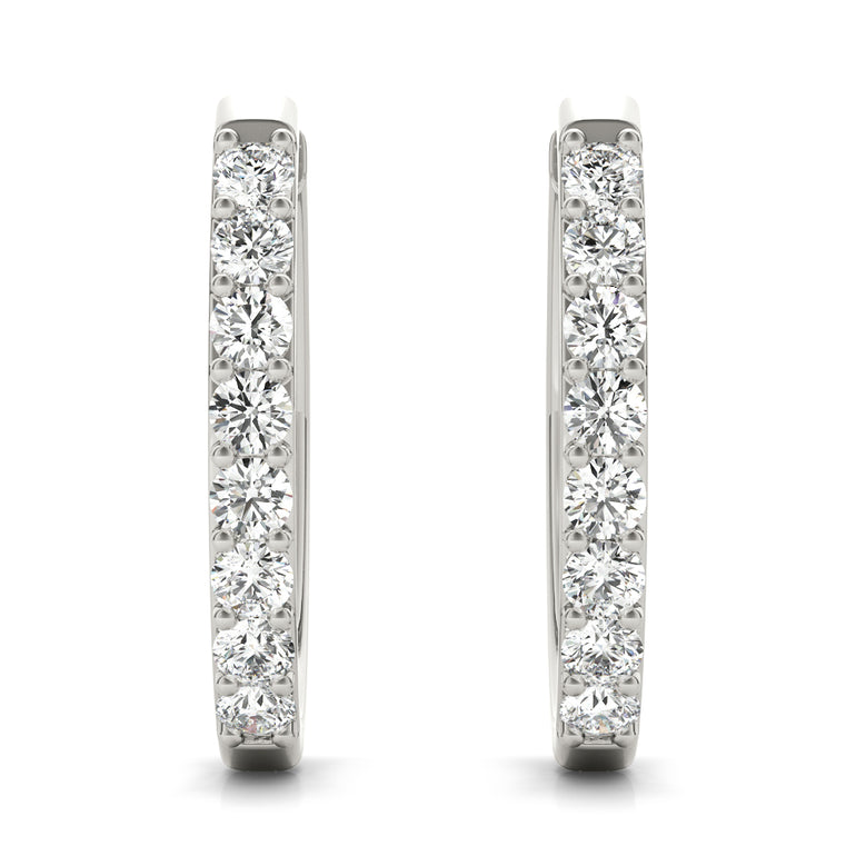 Shared-Prong Hoop Earrings – Radiant Lab Diamond Hoop Earrings in 18K Gold | Just Brilliant