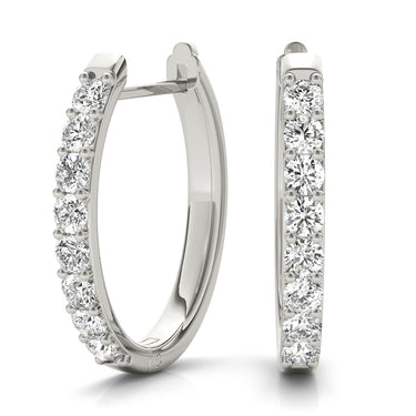 Shared-Prong Hoop Earrings – Lab Diamond Hoop Earrings in 18K Gold | Just Brilliant – close-up view