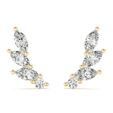 Marquise Shape Ear Climbers – Marquise Lab Diamond Jewelry in 18K Gold | Just Brilliant – angle view