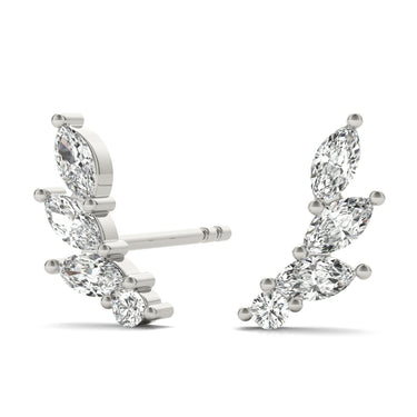 Marquise Shape Ear Climbers – Marquise Lab Diamond Jewelry in 18K Gold | Just Brilliant – close-up view