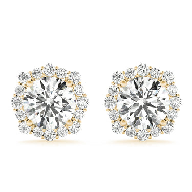 Floral Halo Studs Earrings – Lab Diamond Stud Earrings in 18K Gold | Just Brilliant – angle view