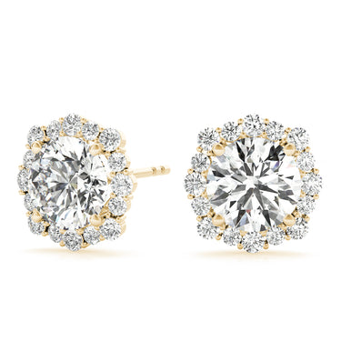 Floral Halo Studs Earrings – Lab Diamond Stud Earrings in 18K Gold | Just Brilliant – view 8