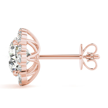 Floral Halo Studs Earrings – Lab Diamond Stud Earrings in 18K Gold | Just Brilliant – view 12