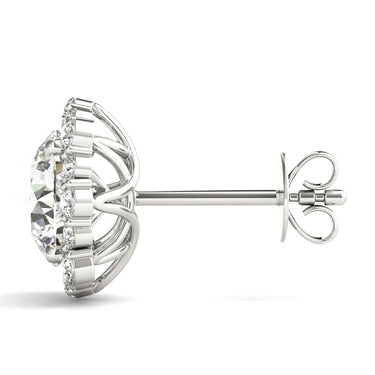 Floral Halo Studs Earrings – Lab Diamond Stud Earrings in 18K Gold | Just Brilliant – detail view
