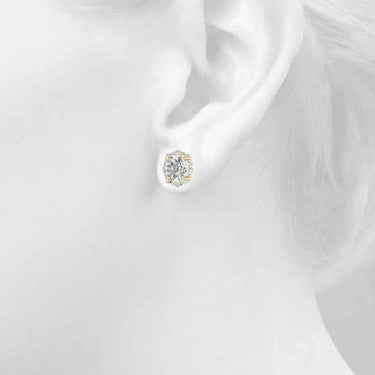 Floral Halo Studs Earrings – Lab Diamond Stud Earrings in 18K Gold | Just Brilliant – view 10