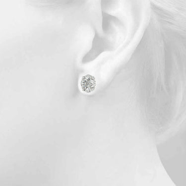 Floral Halo Studs Earrings – Lab Diamond Stud Earrings in 18K Gold | Just Brilliant – side view