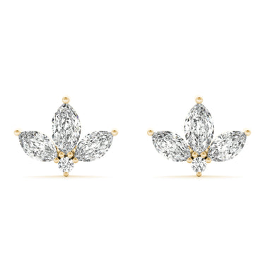 Marquise Floral Earrings – Marquise Lab Diamond Earrings in 18K Gold | Just Brilliant – angle view
