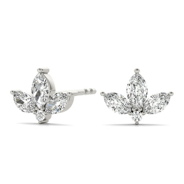 Marquise Floral Earrings – Marquise Lab Diamond Earrings in 18K Gold | Just Brilliant – close-up view