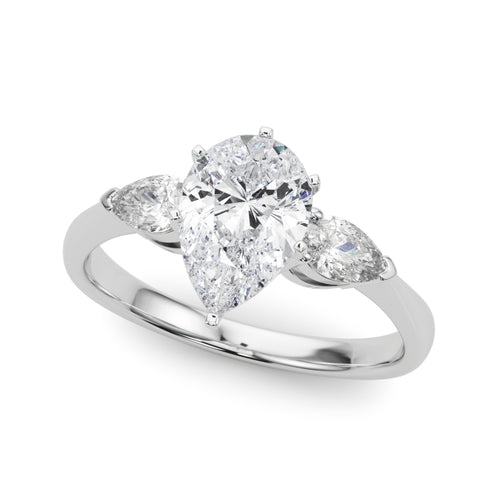 Pear-Cut Side Stone Three-Stone Engagement Setting