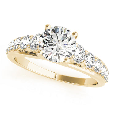 Graduating Trellis Round Engagement Ring – Round Lab Diamond Engagement Ring in 18K Gold | Just Brilliant – lifestyle view