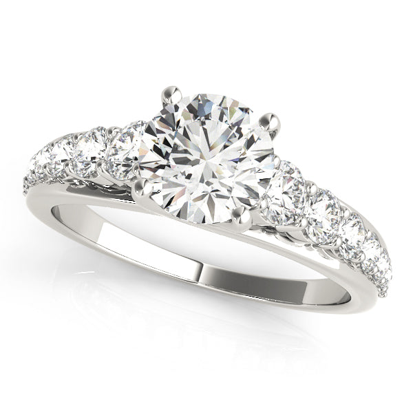 Graduating Trellis Round Engagement Ring – Radiant Lab Diamond Engagement Ring in 18K Gold | Just Brilliant