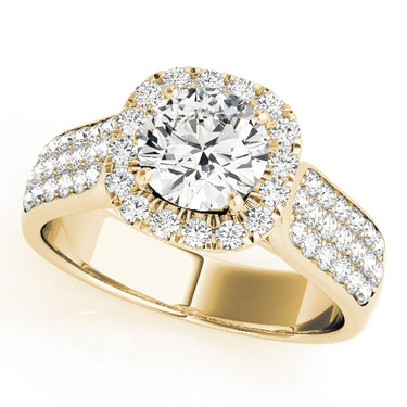 Multirow Pavé Halo Engagement Ring – Lab Diamond Engagement Ring in 18K Gold | Just Brilliant – lifestyle view