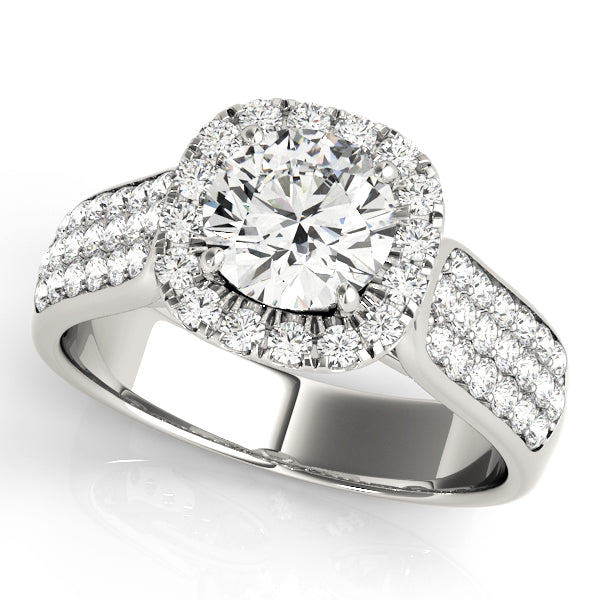 Multirow Pavé Halo Engagement Ring – Radiant Lab Diamond Engagement Ring in 18K Gold | Just Brilliant