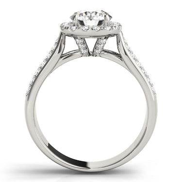 Multirow Pavé Halo Engagement Ring – Lab Diamond Engagement Ring in 18K Gold | Just Brilliant – detail view