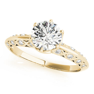 Vintage Solitaire Round Engagement Rings – Round Lab Diamond Engagement Ring in 18K Gold | Just Brilliant – lifestyle view