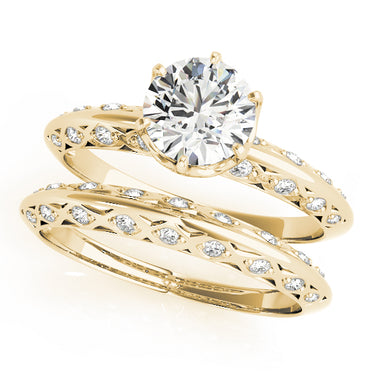 Vintage Solitaire Round Engagement Rings – Round Lab Diamond Engagement Ring in 18K Gold | Just Brilliant – angle view