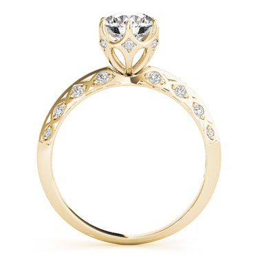 Vintage Solitaire Round Engagement Rings – Round Lab Diamond Engagement Ring in 18K Gold | Just Brilliant – side view