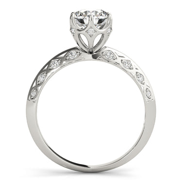 Vintage Solitaire Round Engagement Rings – Round Lab Diamond Engagement Ring in 18K Gold | Just Brilliant – detail view