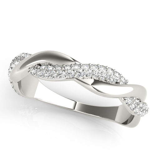 Double Row Pavé Twisted Shank Wedding Bands